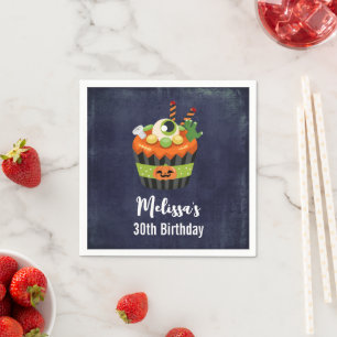 Cute & Creepy Halloween Cupcake Birthday Napkin