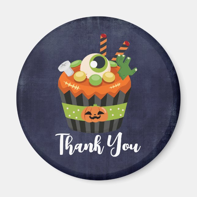 Cute & Creepy Halloween Cupcake Thank You Magnet (Front)