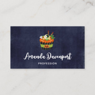 Cute & Creepy Halloween Cupcake with a Big Eyeball Business Card