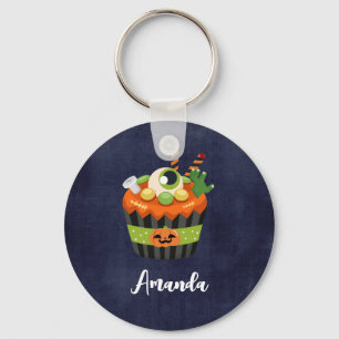 Cute & Creepy Halloween Cupcake with a Big Eyeball Key Ring