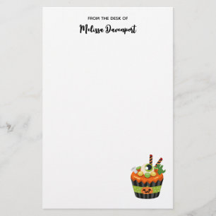 Cute & Creepy Halloween Cupcake with a Big Eyeball Stationery
