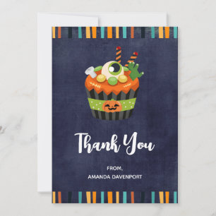 Cute & Creepy Halloween Cupcake with a Big Eyeball Thank You Card