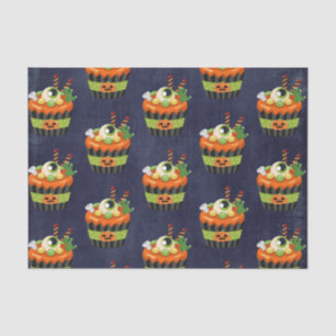Cute & Creepy Halloween Cupcake with a Big Eyeball Tissue Paper