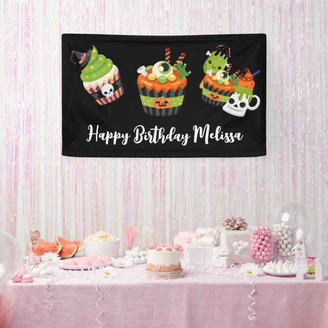 Cute & Creepy Halloween Treats Birthday Banner (Party)