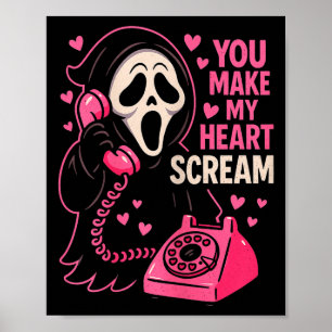 Cute Creepy Horror Make My Heart Scream Valentine’ Poster