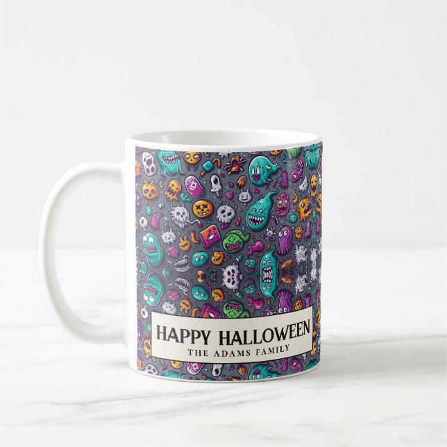 Cute Creepy Little Monsters Halloween Coffee Mug (Left)