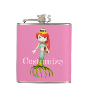 Cute Creepy Mermaid Witch Thunder_Cove  Hip Flask