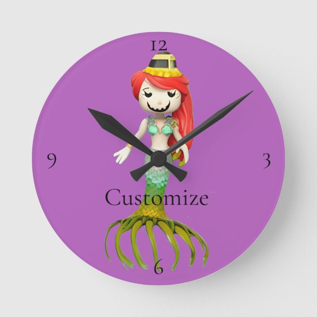 Cute Creepy Mermaid Witch Thunder_Cove  Round Clock (Front)