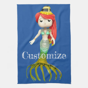 Cute Creepy Mermaid Witch Thunder_Cove Tea Towel