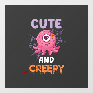 Cute Creepy Pink Monster Halloween Spider Web Bats