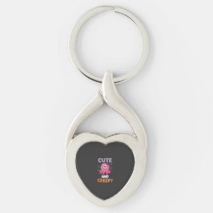 Cute Creepy Pink Monster Halloween Spider Web Bats Key Ring