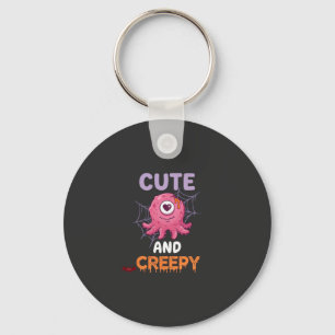 Cute Creepy Pink Monster Halloween Spider Web Bats Key Ring