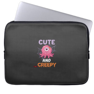 Cute Creepy Pink Monster Halloween Spider Web Bats Laptop Sleeve