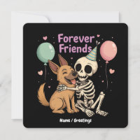 Cute Creepy Skeleton Hugging German Shepherd Dog F