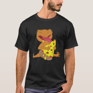 Cute Crested Gecko Eating Pizza Lizard Quotes T-Shirt