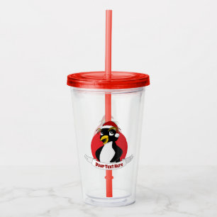 Cute crested penguin Christmas cartoon Acrylic Tum Tumbler