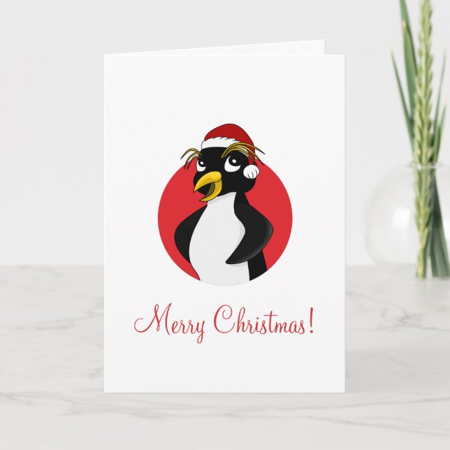 Cute crested penguin Christmas cartoon Holiday Car (Front)