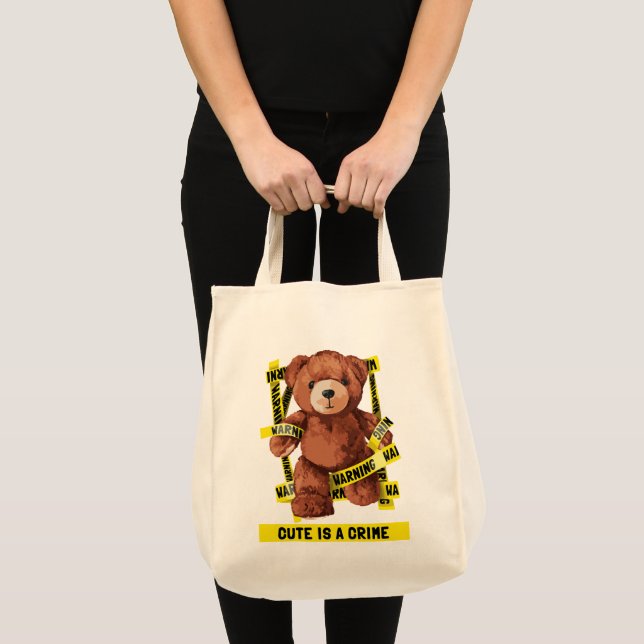 Cute Crime Fighter Teddy Bear Tote Bag (Front (Product))
