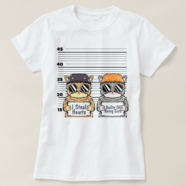 Cute Criminal Cats T-Shirt (Design Front)