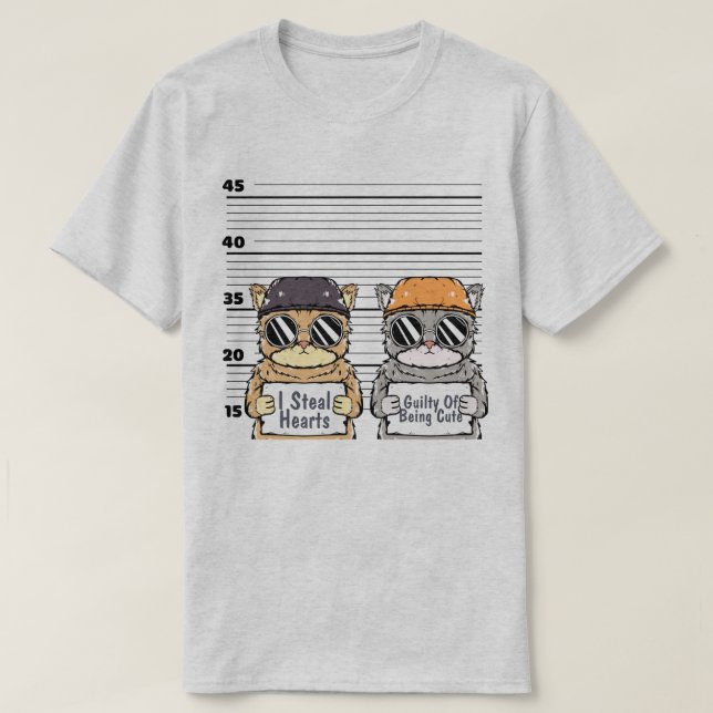 Cute Criminal Cats T-Shirt (Design Front)