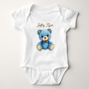 Cute Crochet Bear Personalized  Baby Bodysuit