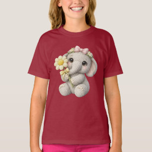 Cute Crochet Elephant Girl with Flower – Gift idea T-Shirt