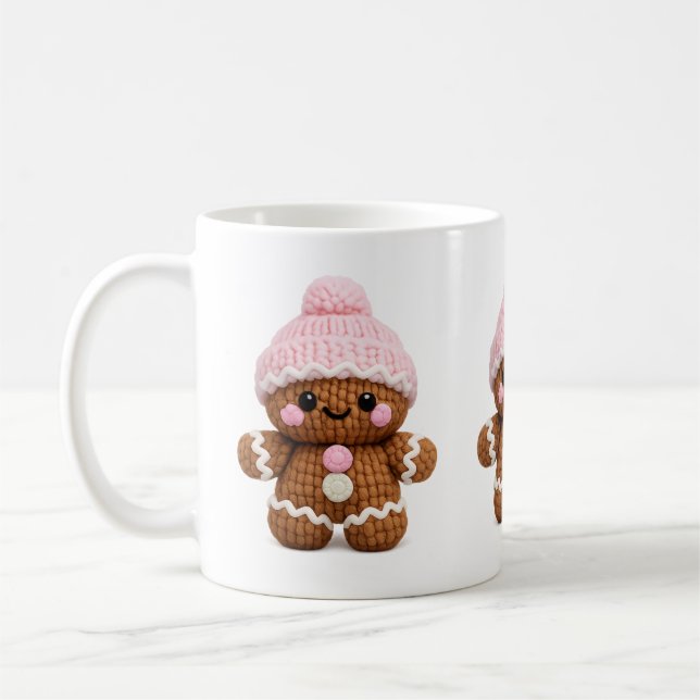 Cute Crochet Gingerbread Mug Cake Character Coffee (Left)