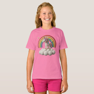 Cute Crochet Unicorn on Cloud with Rainbow T-Shirt