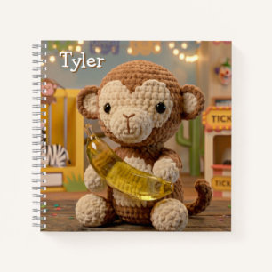 Cute Crocheted Monkey and Elephant Notebook