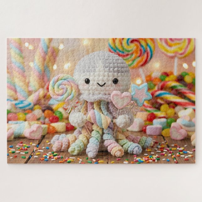 Cute Crocheted Octopus Candy Land Aesthetic  Jigsaw Puzzle (Horizontal)