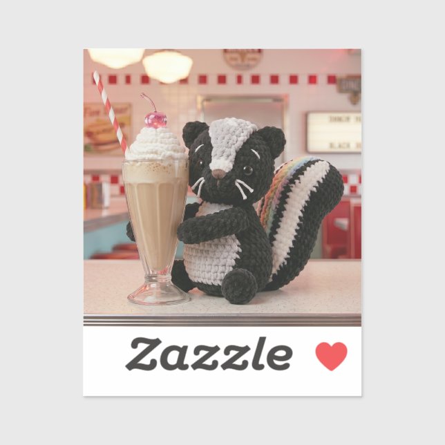 Cute Crocheted Skunk at Retro Diner (Sheet)