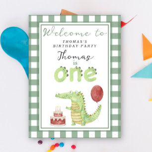 Cute Crocodile 1st Birthday Party Poster