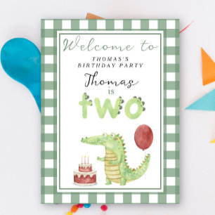 Cute Crocodile 2nd Birthday Party  Poster