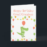 Cute Crocodile Animal Great Grandson Kids Birthday Card<br><div class="desc">Cute Crocodile Fun Animal Children Kids Birthday  for your Great Grandson for the animal,  nature or wildlife fan. Gender neutral 
 cute animal.  Crocodile Fun Animal 



 







  



 



 



 



 


com</div>