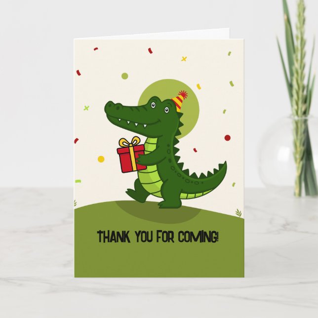Cute Crocodile Gift Thank You Card (Front)