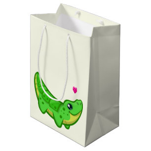 Cute crocodile love cartoon kids medium gift bag