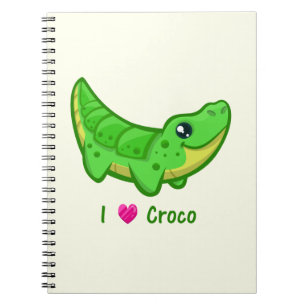Cute crocodile love kawaii cartoon kids spiral notebook