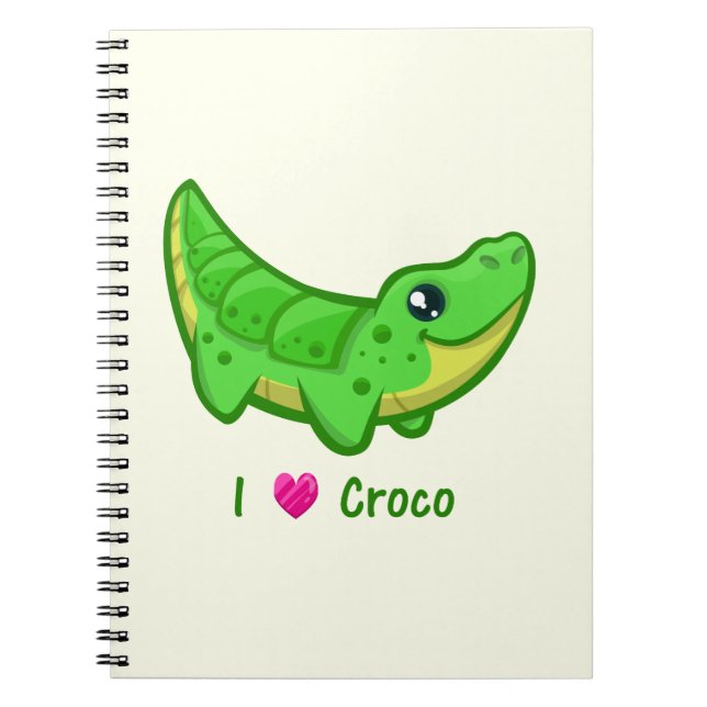 Cute crocodile love kawaii cartoon kids spiral notebook (Front)