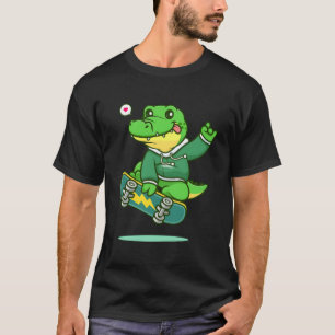 Cute Crocodile Skating Vacations Summer Kids T-Shirt