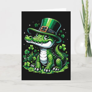 Cute Crocodile St Patricks Day For Boys Girls Funn Card