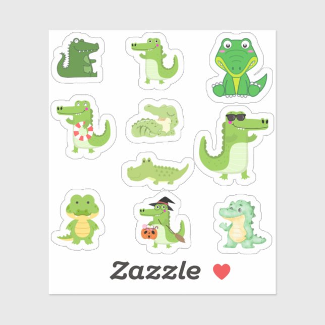 Cute Crocodile Stickers (Sheet)