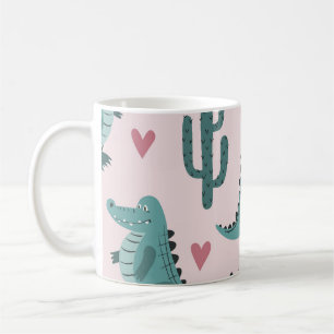 Cute crocodile, vintage alligator pattern. coffee mug