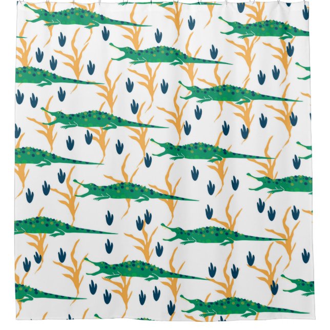 Cute crocodiles seamless pattern. Cartoon animals. Shower Curtain (Front)