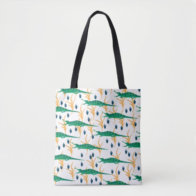 Cute crocodiles seamless pattern. Cartoon animals. Tote Bag (Front)