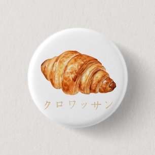 Cute Croissant Japanese Text Design  3 Cm Round Badge