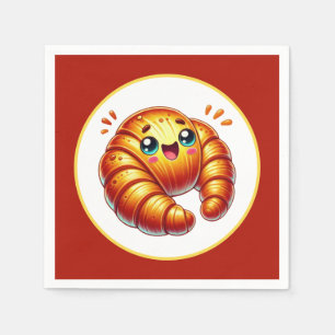 Cute  croissants lovers serving napkin