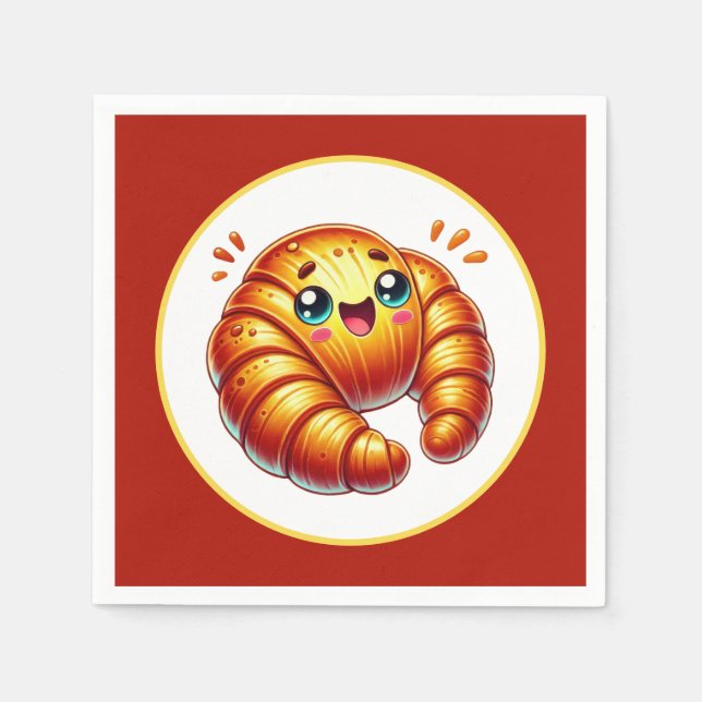 Cute  croissants lovers serving napkin (Front)