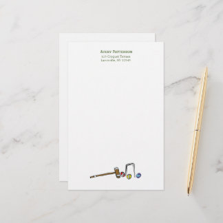 Cute Croquet Hand-Drawn Mallets Preppy Boho Chic Stationery