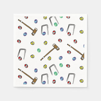 Cute Croquet Party Hand-Illustrated Lawn Games Napkin