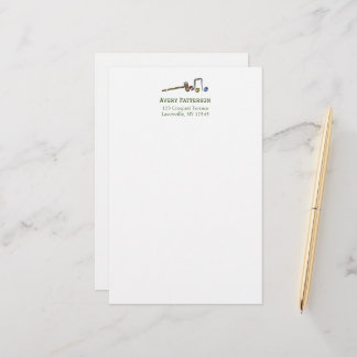 Cute Croquet Player Hand-Illustrated Chic Preppy Stationery